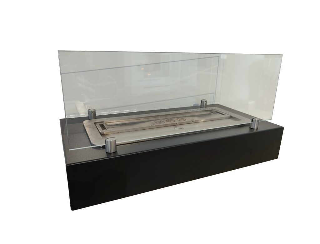 camino a bioetanolo da tavolo con vetro - caminetti aliberti