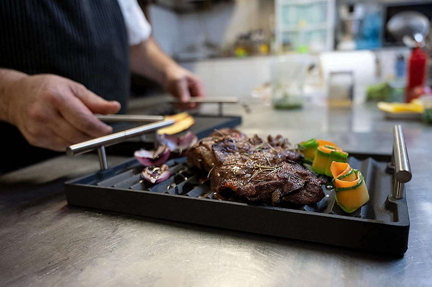 piastra in ghisa e carne arrosto stellata