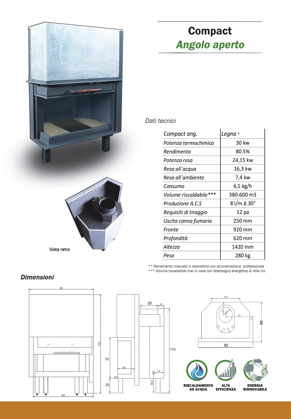 potenza e dimensioni termocamino angolare caminetti aliberti
