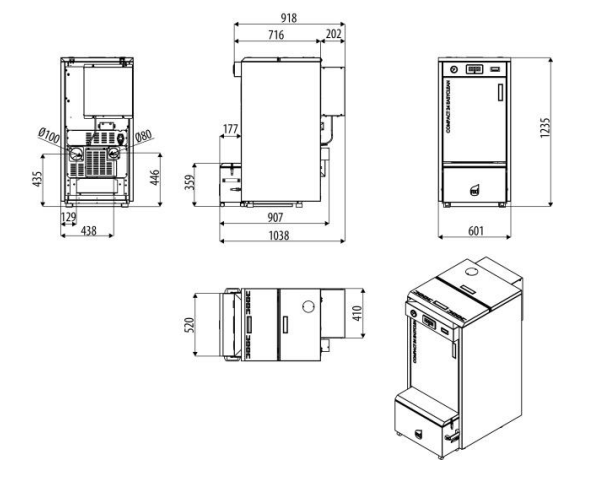 dimensioni caldaia a pellet red autopulente