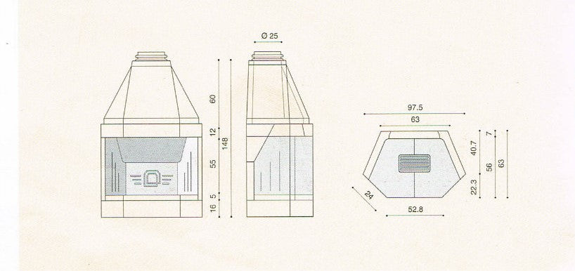 dimensioni camino ad angolo