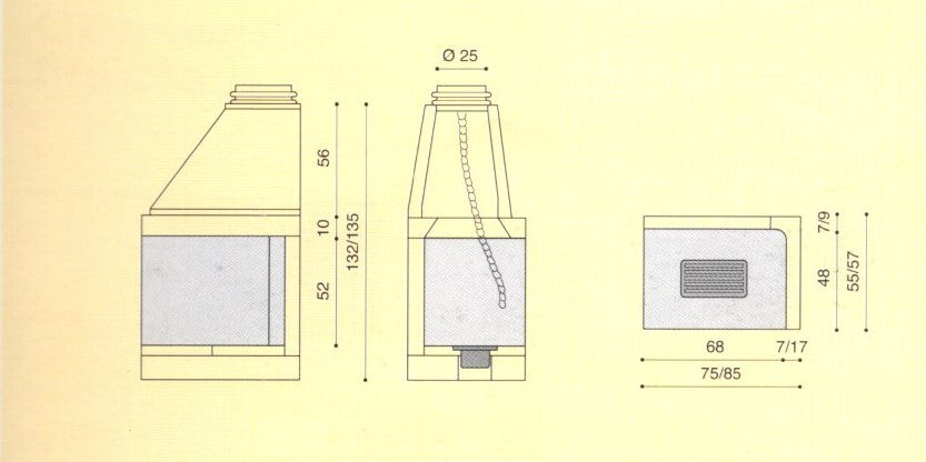 dimensioni camino ad angolo