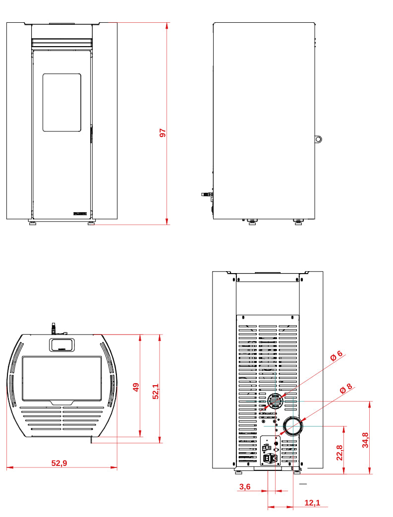 dimensioni stufa flo
