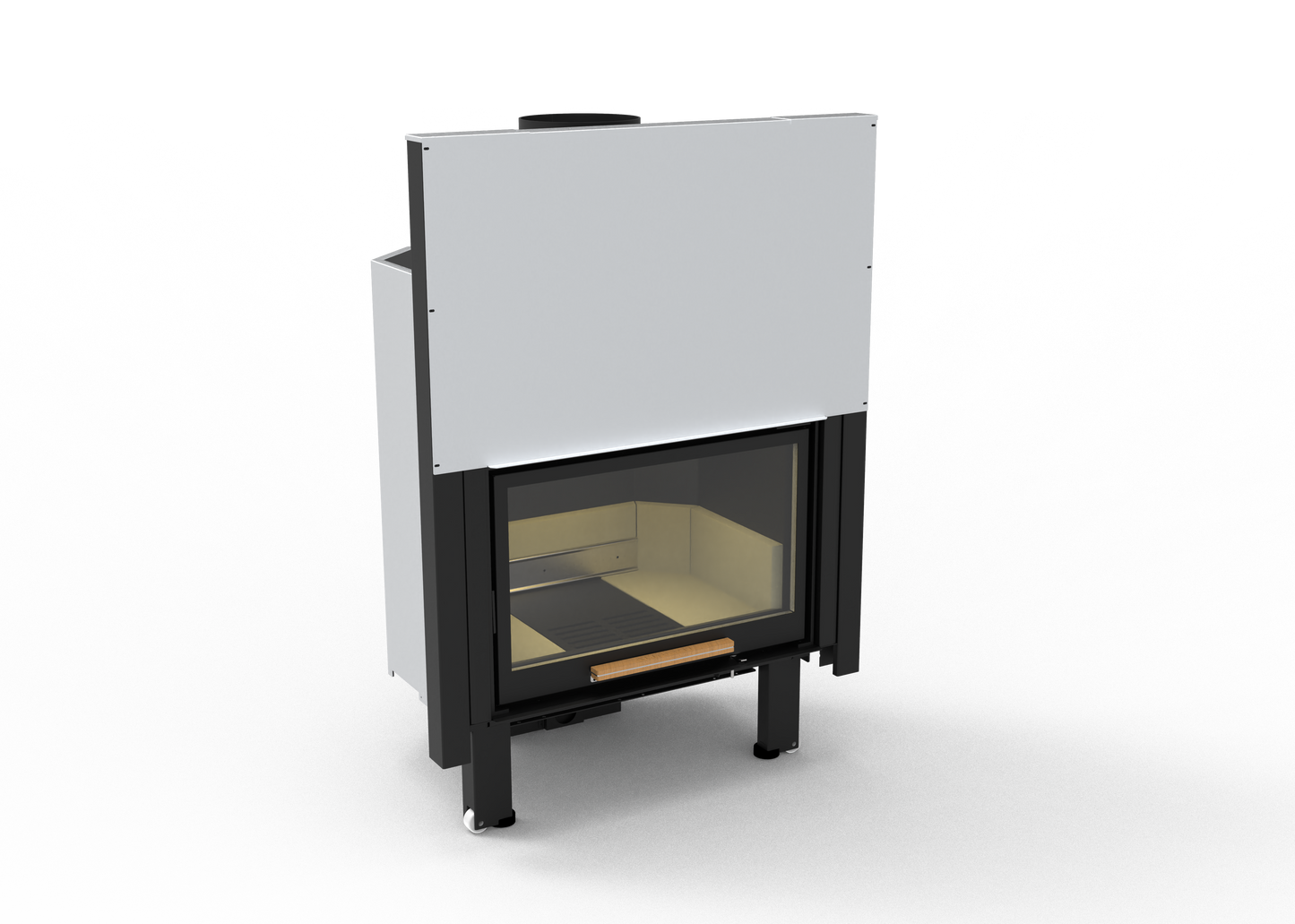 termo camino a legna con vetro saliscendi e design moderno