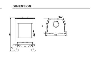 misure e dimensioni stufa termovana
