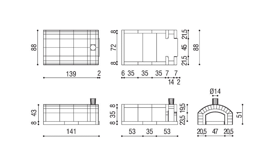dimensioni forno linea vz sorrento 70 x 100