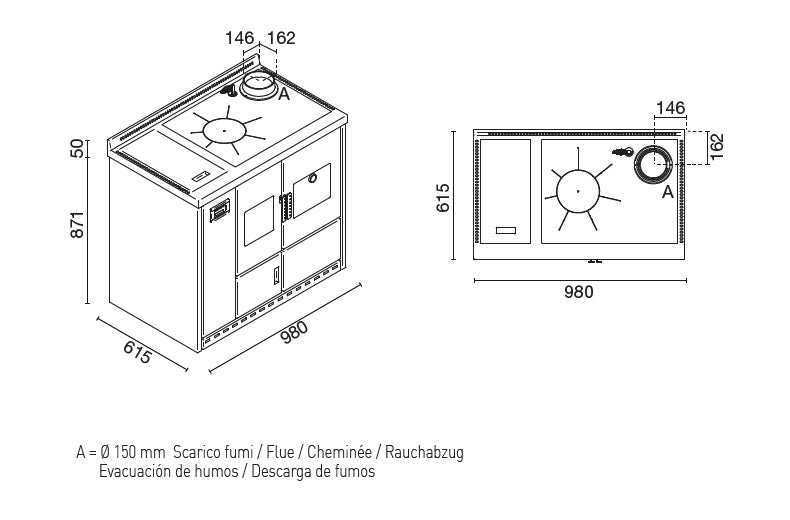 Termocucina a legna EVA CALOR mod. WANDA 18Kw