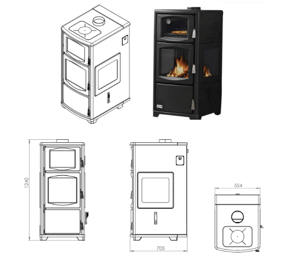 Termostufa a legna con forno T-21 TRIFACCIALE - Aliberti Home