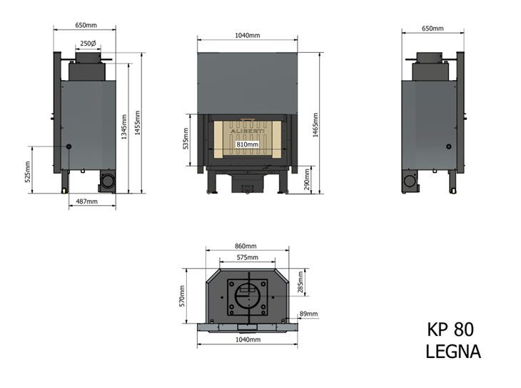 dimensioni camino a legna bocca da 80