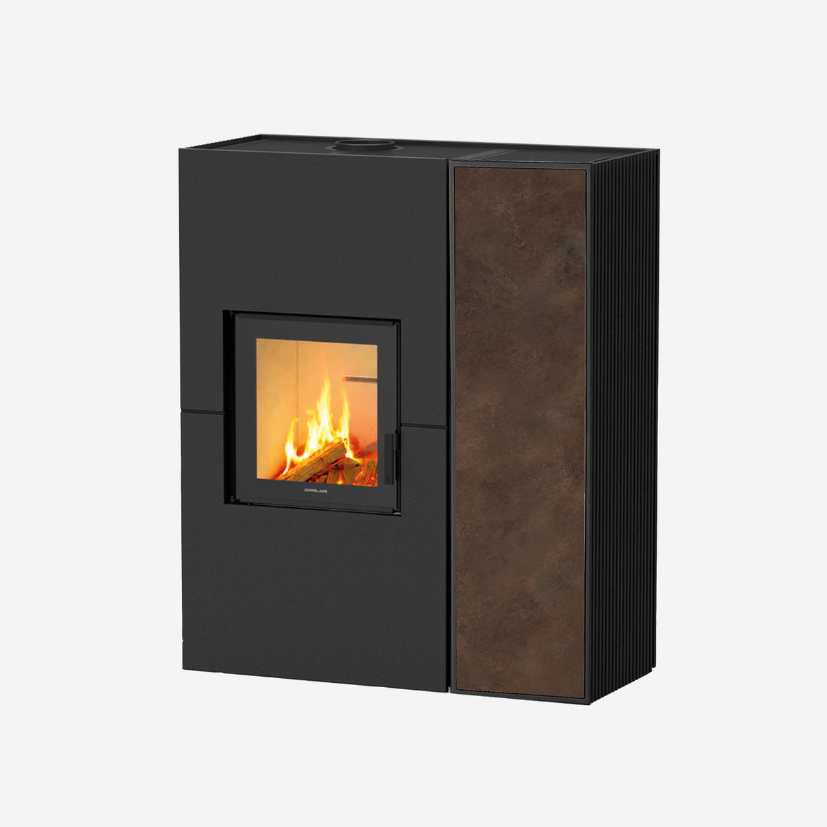 stufa ibrida slim corten ceramica