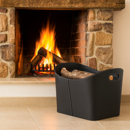 cesta porta legna moderna per camino