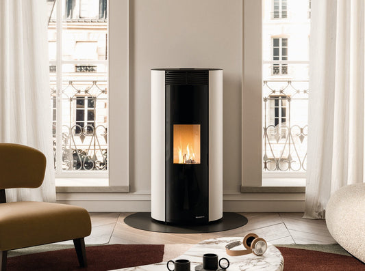 Stufa a pellet Palazzetti Ecofire Emily TC 9 kW US bianca - vista frontale