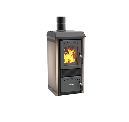 stufa a legna con top in ghisa lincar colore cappuccino
