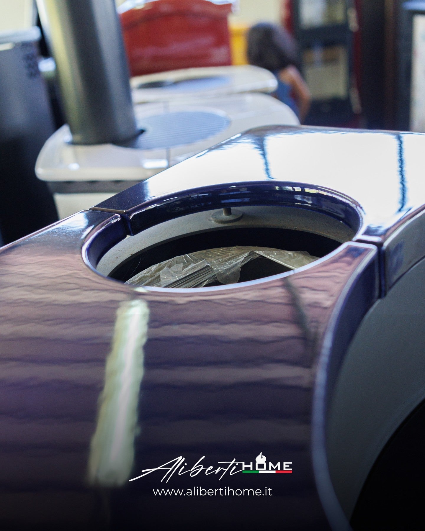 imbocco fumi stufa a legna con top in maiolica