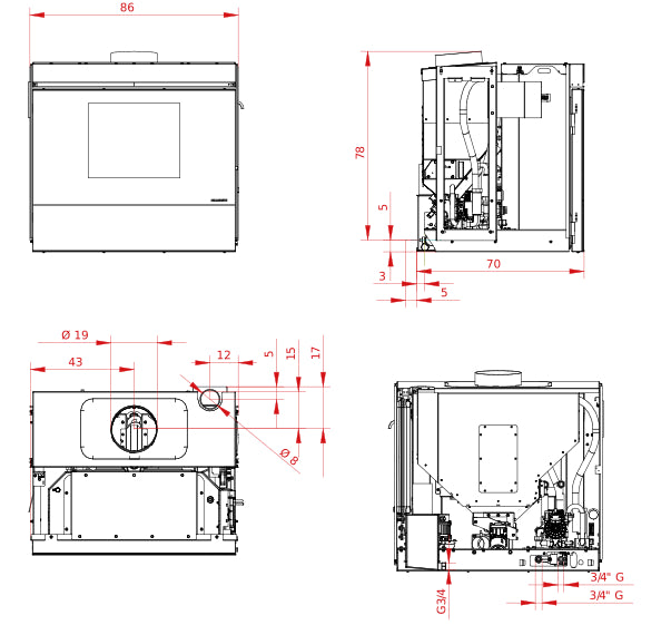 dimensioni esterne ed interne inserto idro ventilato palazzetti 