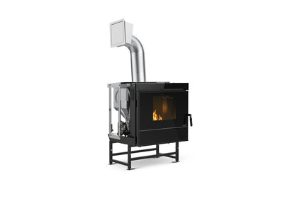 inserto idro ventilato palazzetti visione laterale con kit caricamento pellet 