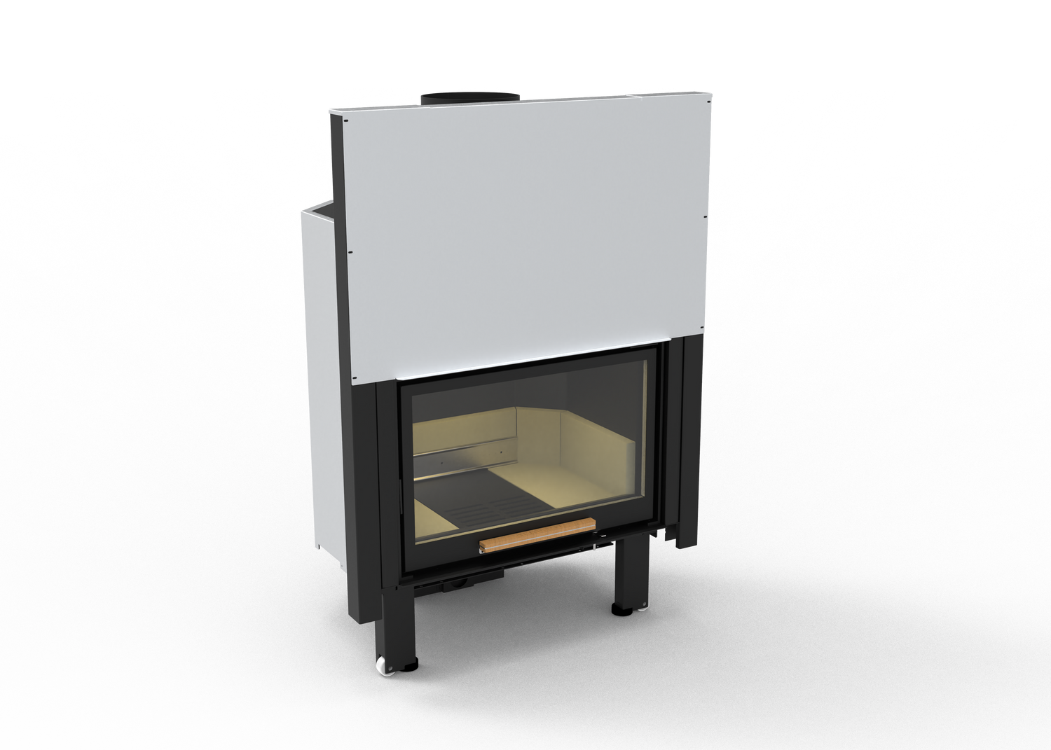 termo camino a legna con vetro saliscendi e design moderno 