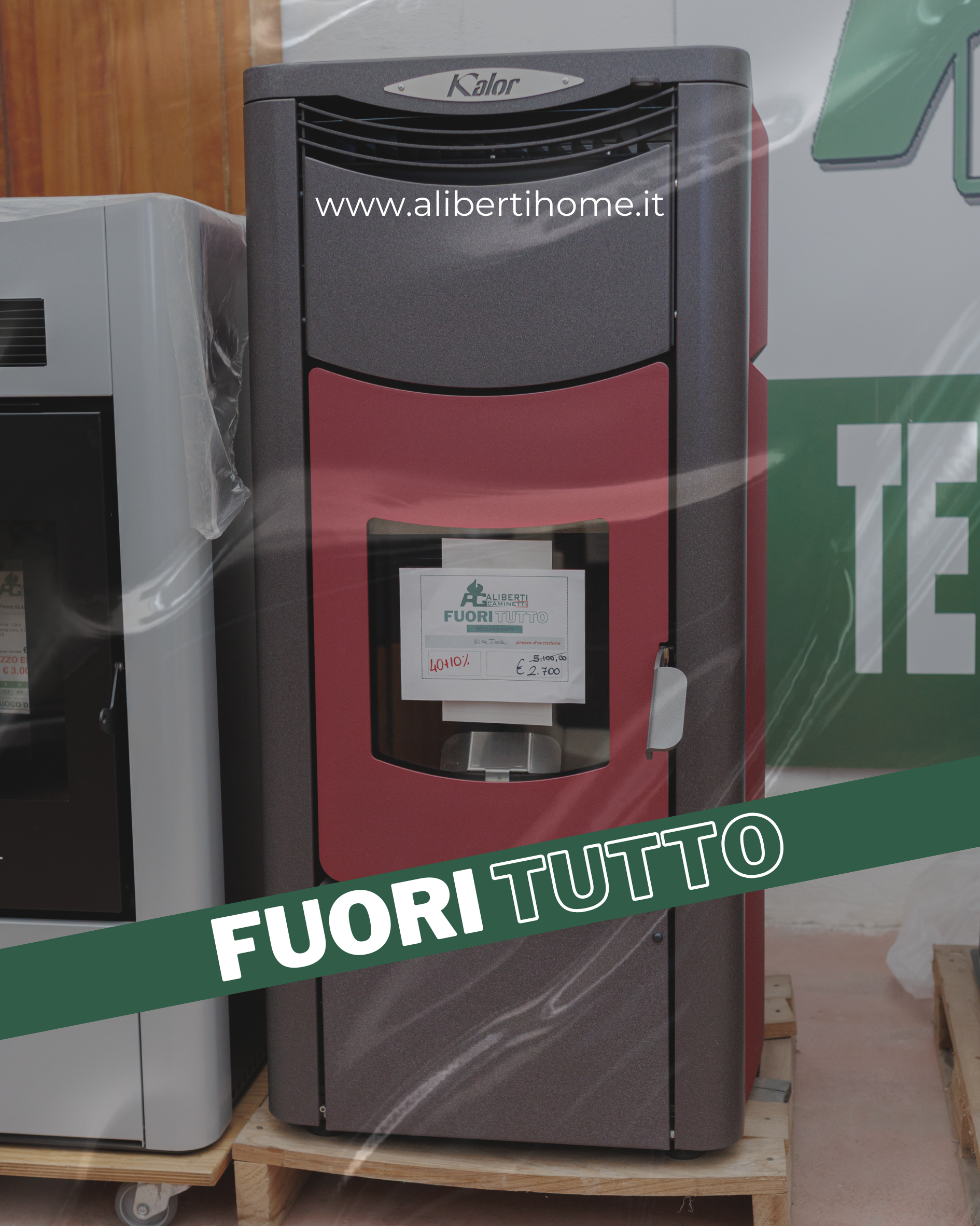 termostufa a pellet rossa