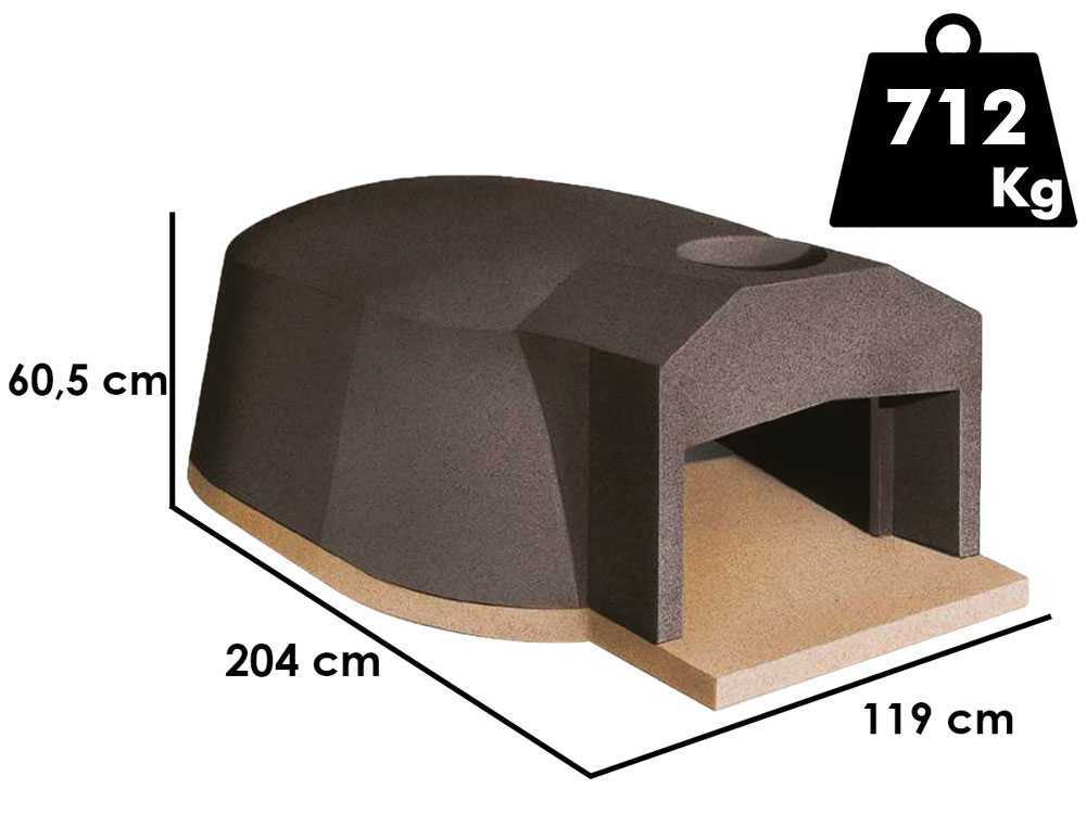 dimensioni forno a legna capienza 8 pizze in cemento refrattario - caminetti aliberti