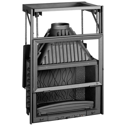 camino a legna tutto in ghisa con vetro - caminetti aliberti