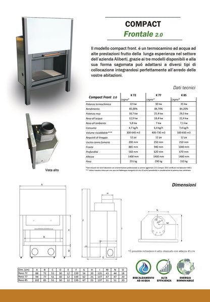 Termocamino a legna CAMINETTI ALIBERTI modello COMPACT FRONTALE - Aliberti Home