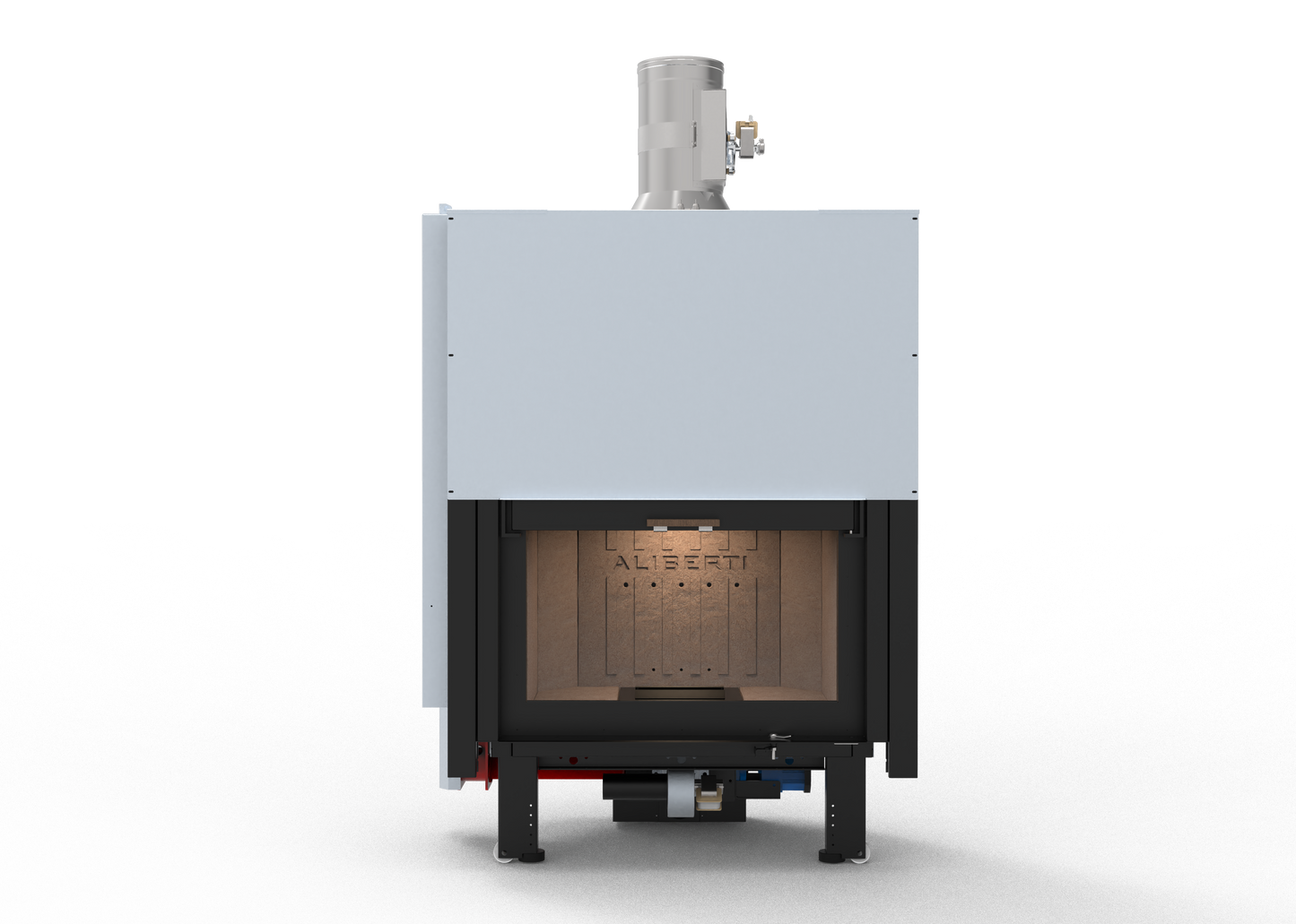 termocamino legna pellet compatto con sistema di aspira fumi integrato