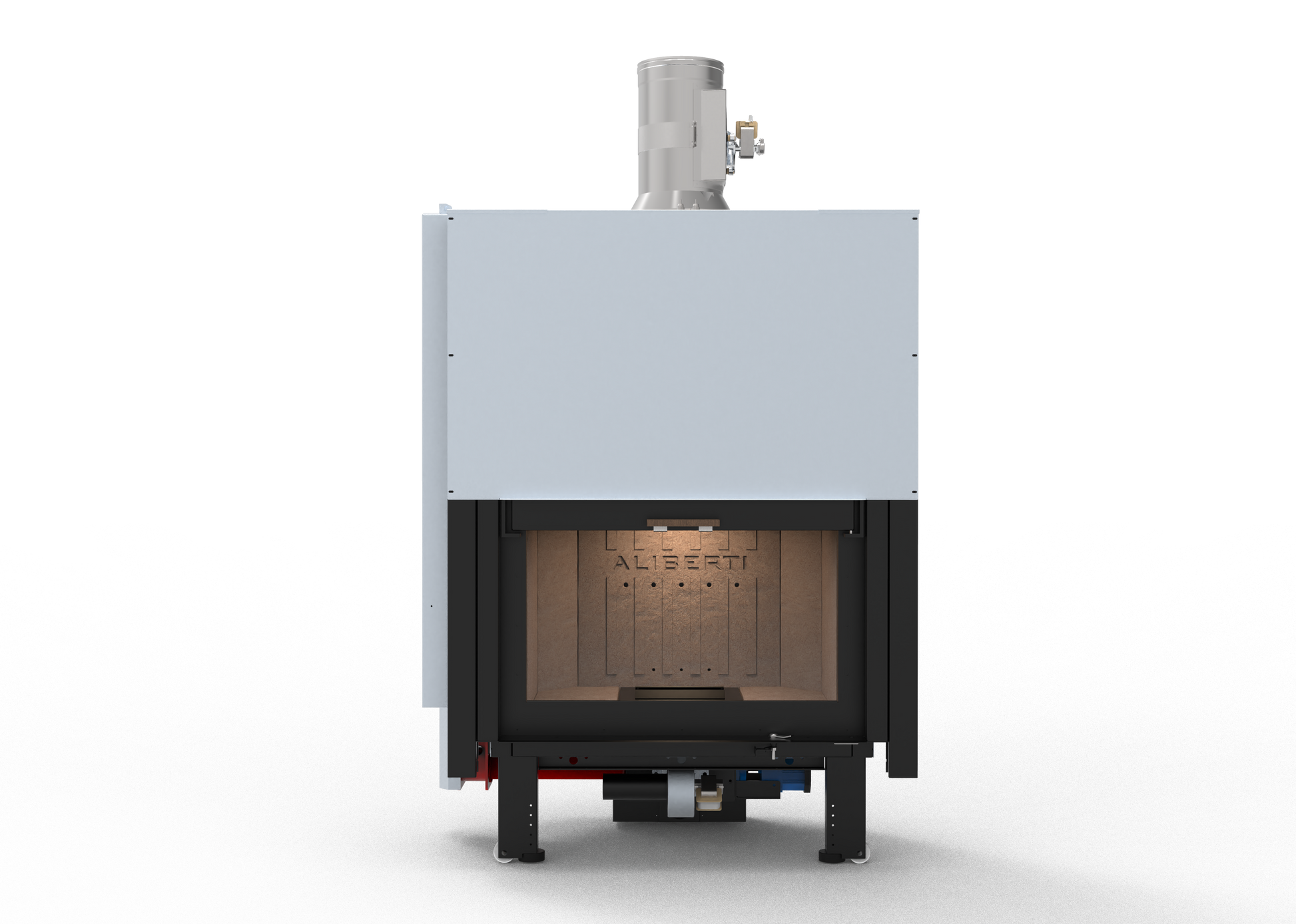 termocamino legna pellet compatto con sistema di aspira fumi integrato