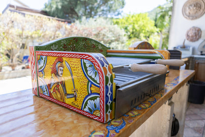barbecue in pietra lava dell'etna ceramizzata con griglia in acciaio inox
