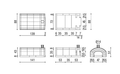 dimensioni forno linea vz sorrento 70 x 100