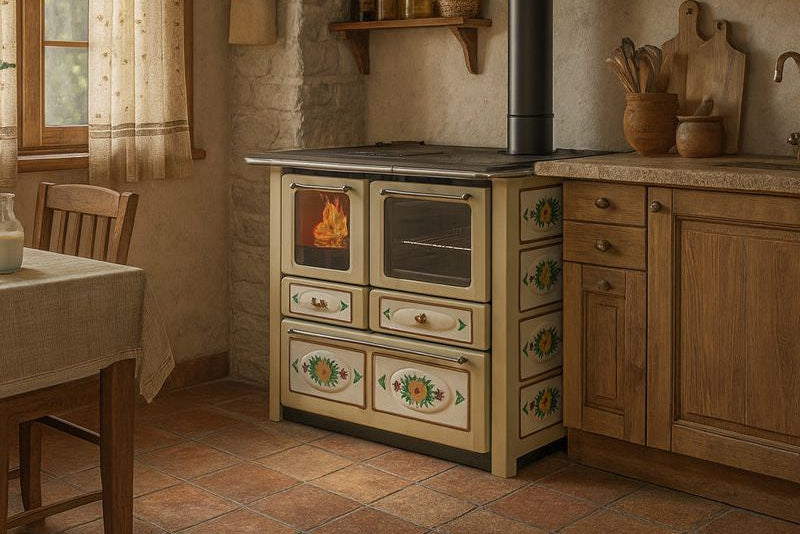 stufa in ceramica perfetta per ambienti rustici con il suo design delicato
