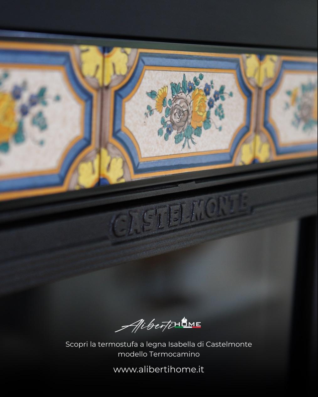 frontone stufa in ceramica