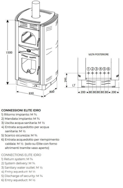 connessioni termostufa clementi elite idro a legna 
